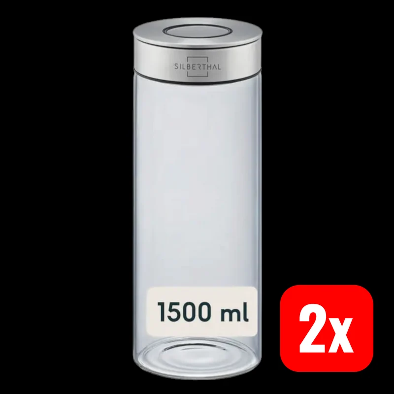 B-Ware SILBERTHAL Vorratsglas Aufbewahrungs Lebensmittel Borosilikatglas 1500ml 2 STÜCK