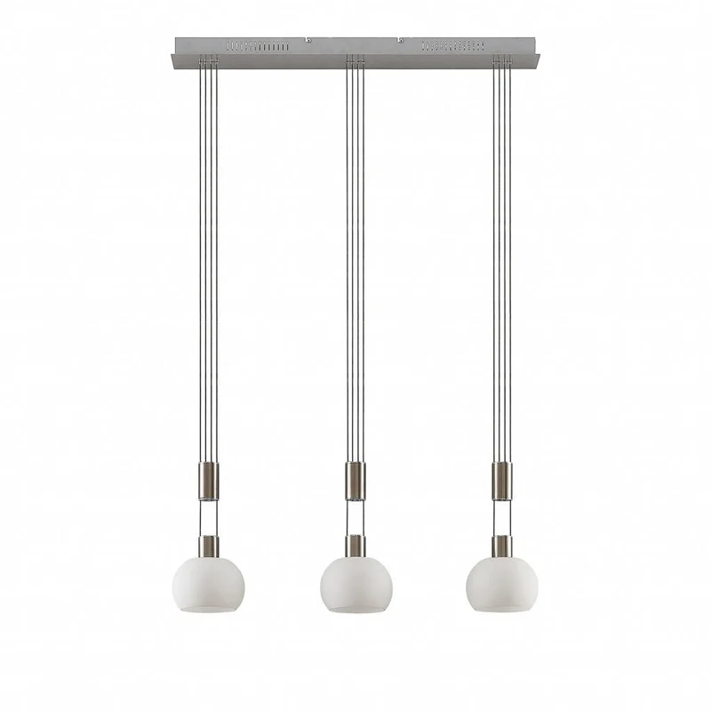 B-Ware Dreiflammige LED Pendellampe Hängeleuchte Lindby Aurell Glas Nickel Esszimmer Op