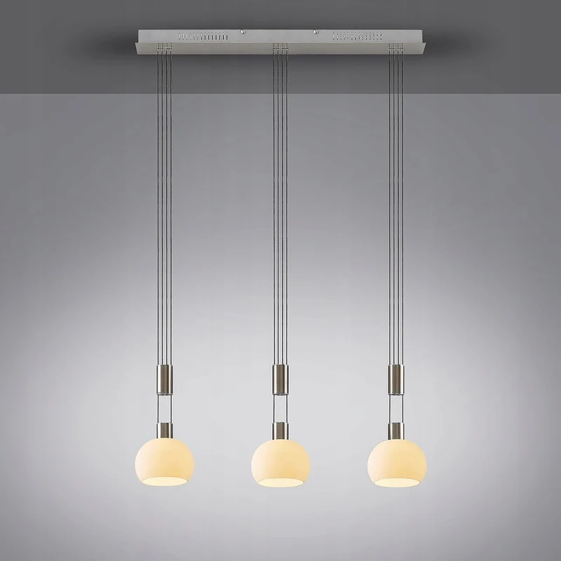 B-Ware Dreiflammige LED Pendellampe Hängeleuchte Lindby Aurell Glas Nickel Esszimmer Op