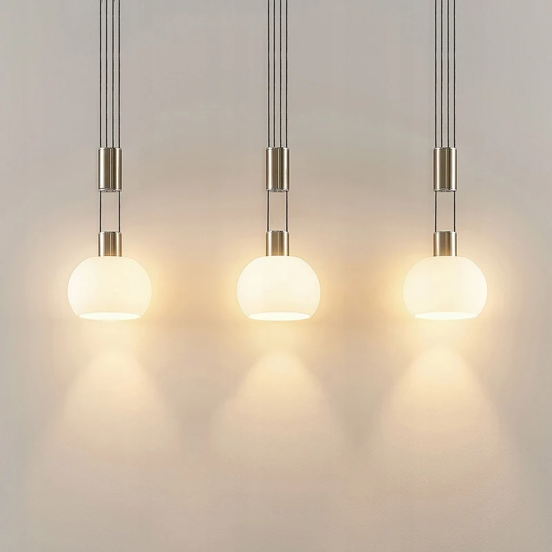 B-Ware Dreiflammige LED Pendellampe Hängeleuchte Lindby Aurell Glas Nickel Esszimmer Op