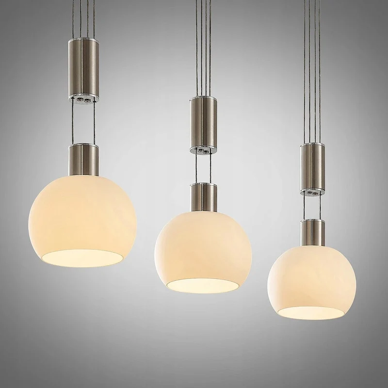 B-Ware Dreiflammige LED Pendellampe Hängeleuchte Lindby Aurell Glas Nickel Esszimmer Op