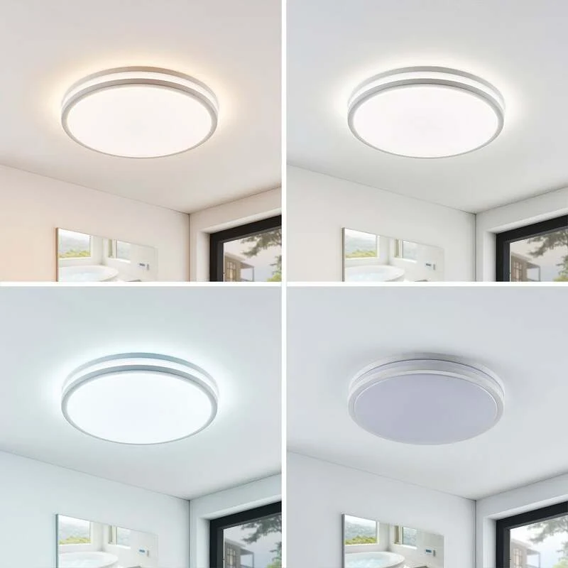 C-Ware Deckenlampe Deckenleuchte LED Lampe Arnim weiß Kunststoff Fernbedienung IP44 688