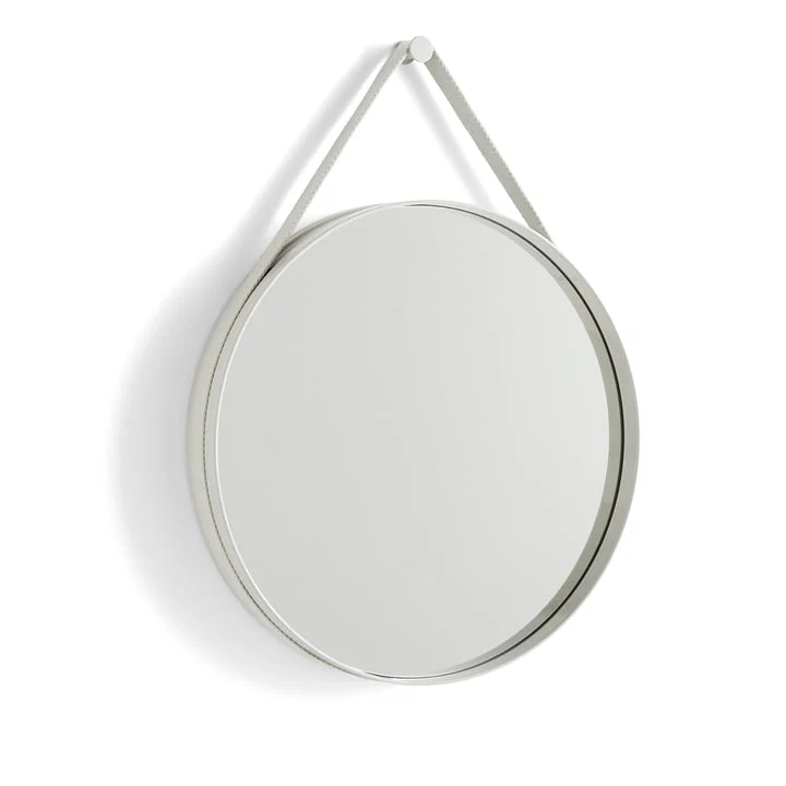 B-Ware Hay Strap Mirror No. 2 Spiegel Wandspiegel Dekospiegel Stahl Ø 50 cm hellgrau