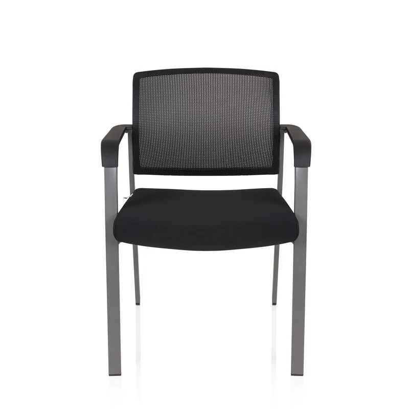 B-Ware hjh OFFICE Besucherstuhl Konferenzstuhl Stuhl schwarz Netzstoff Stoff Armlehnen