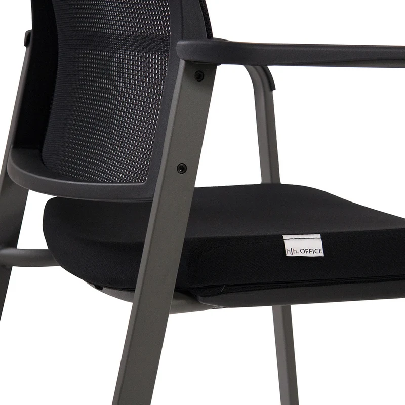 B-Ware hjh OFFICE Besucherstuhl Konferenzstuhl Stuhl schwarz Netzstoff Stoff Armlehnen