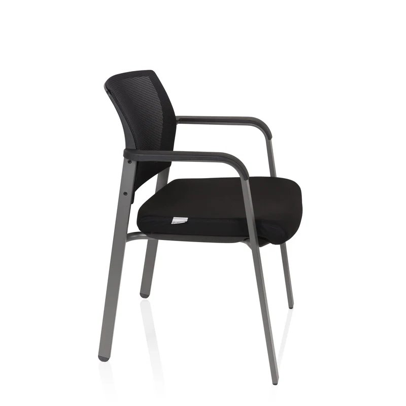 B-Ware hjh OFFICE Besucherstuhl Konferenzstuhl Stuhl schwarz Netzstoff Stoff Armlehnen