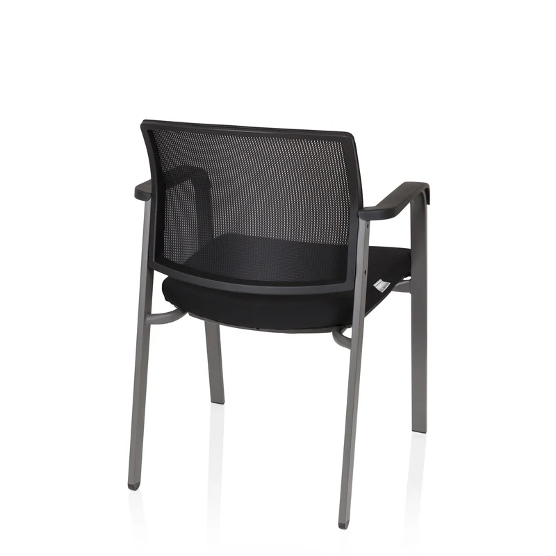 B-Ware hjh OFFICE Besucherstuhl Konferenzstuhl Stuhl schwarz Netzstoff Stoff Armlehnen