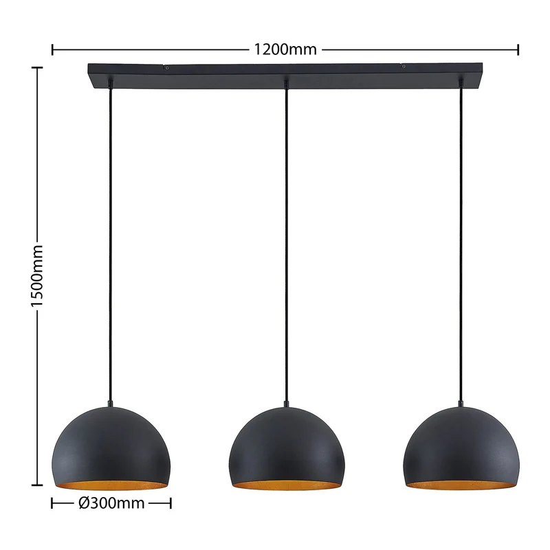 B-Ware Lindby Hängelampe Pendellampe Tarjei schwarz gold Metall Länge 120cm Esszimmer