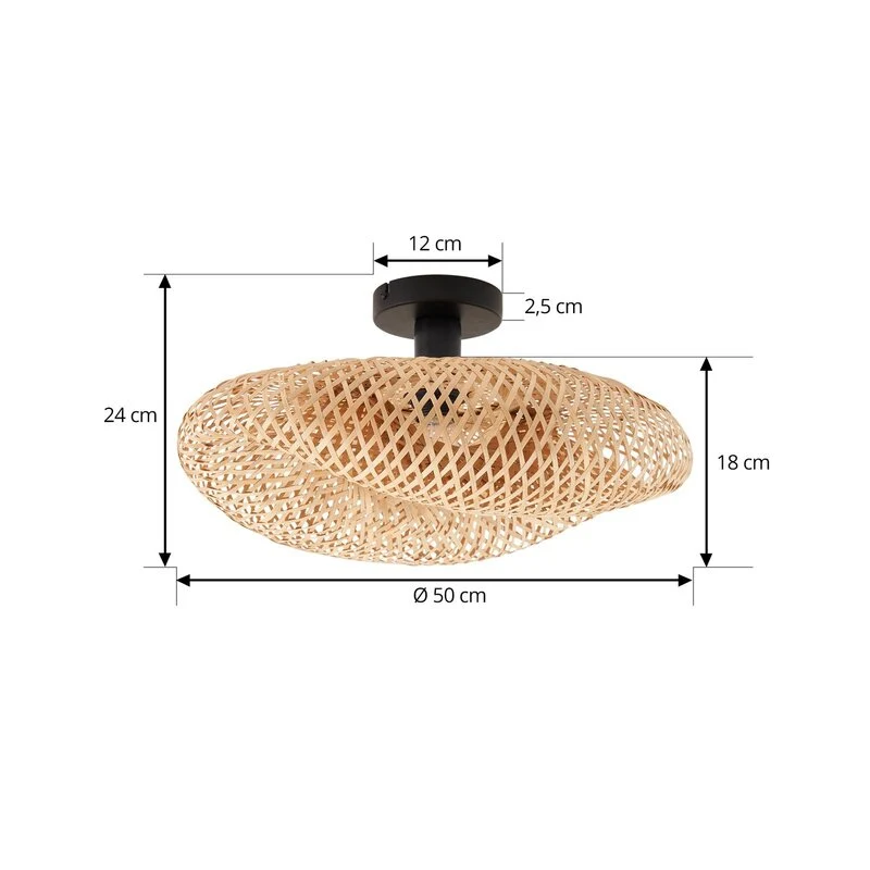 B-Ware Lindby Deckenleuchte Eleane Bambus natur Ø50cm Deckenlampe Lampe SIEHE TEXT/FOTO