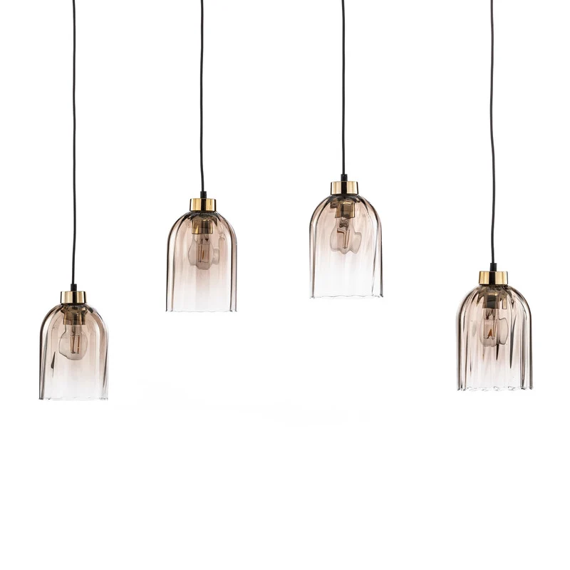 C-Ware Glas-Hängeleuchte Sapito vierflammig amber Deckenlampe Lampe SIEHE TEXT/FOTO