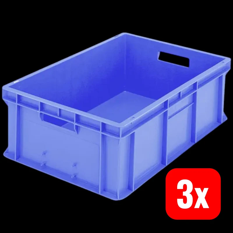 B-Ware Bito Eurostapelbehälter Kiste Behälter Aufbewahrungsbox blau 3 STÜCK