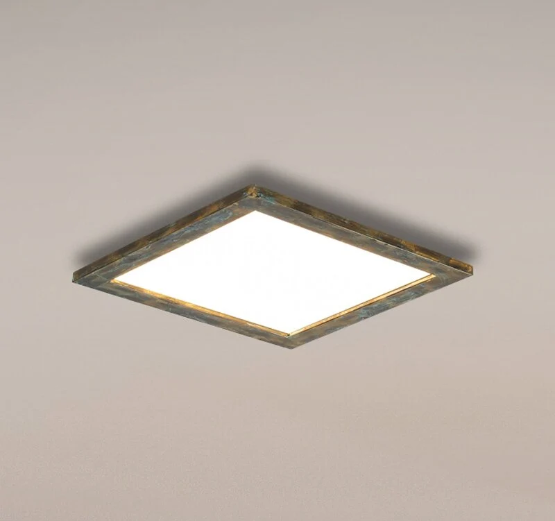 B-Ware Quitani LED Panel Leuchte Aurinor LED Deckenleuchte goldfarbig patiniert 45 cm