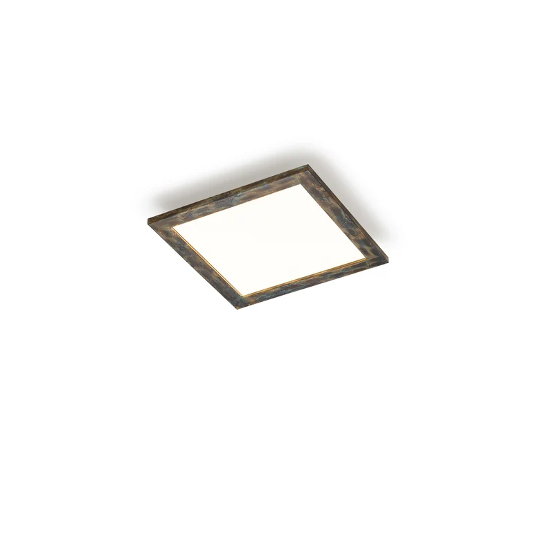 B-Ware Quitani LED Panel Leuchte Aurinor LED Deckenleuchte goldfarbig patiniert 45 cm
