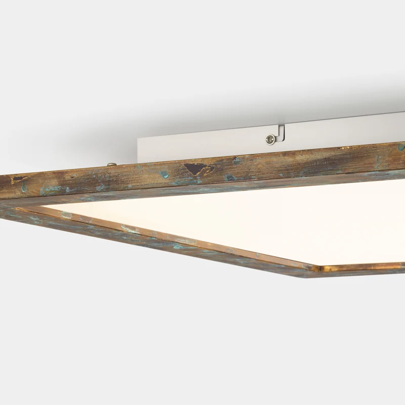 B-Ware Quitani LED Panel Leuchte Aurinor LED Deckenleuchte goldfarbig patiniert 45 cm