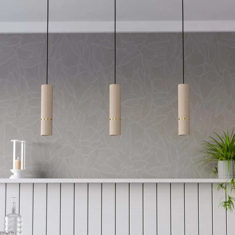 B-Ware Hängeleuchte Caminia Pendelleuchte Lampe sandfarben Länge 77 cm SIEHE TEXT/FOTO