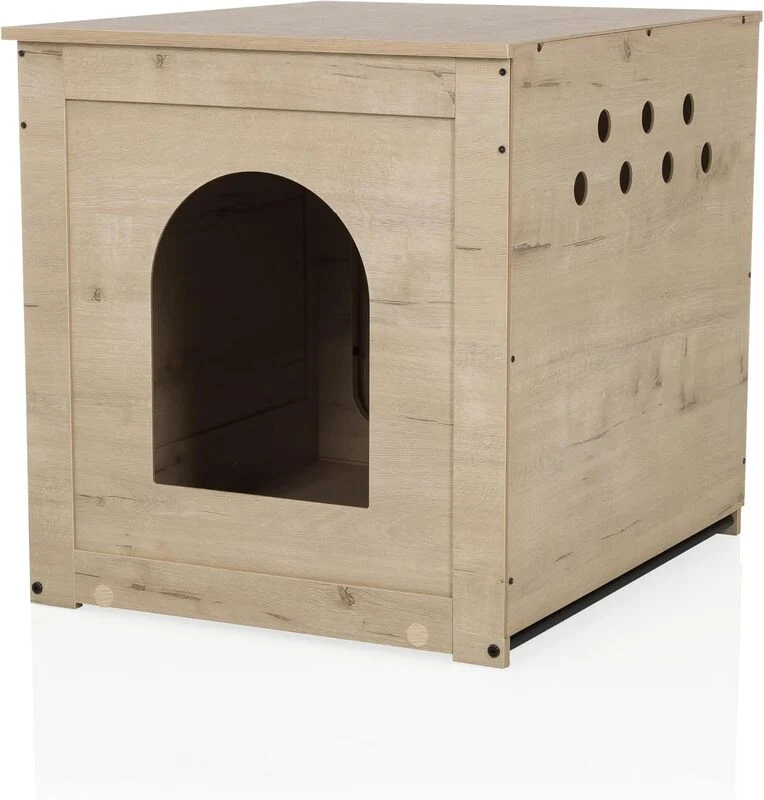 B-Ware hjh LVING Katzenhaus Katzenbox Katzenklo PAWBOX 1 Eiche Schublade Kratzbrett