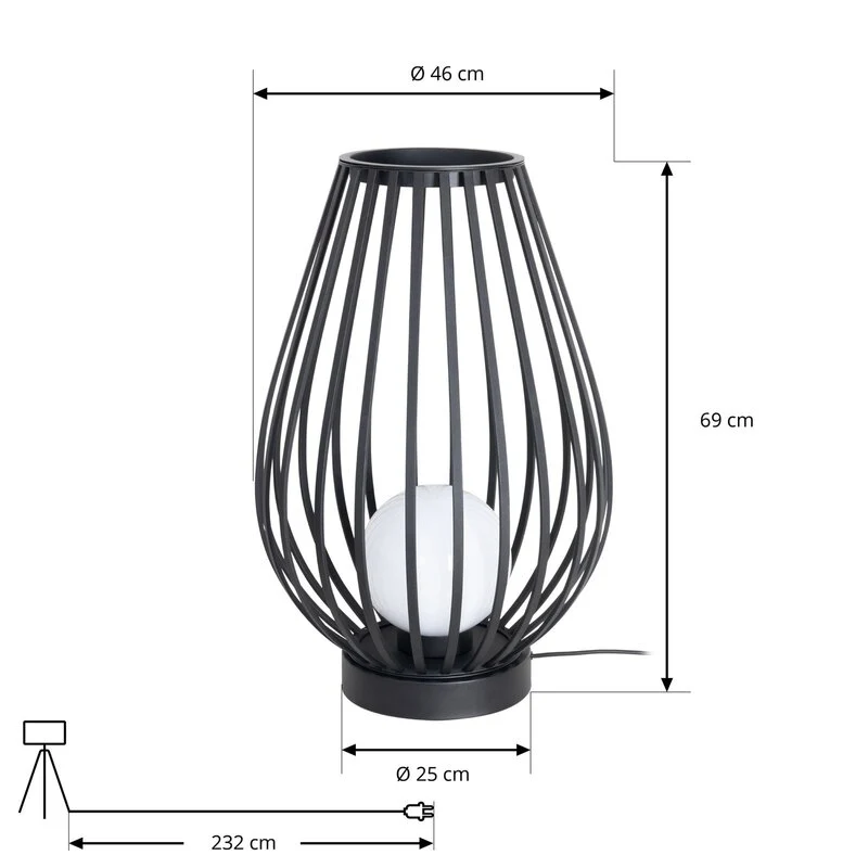 B-Ware Lucande Terrassenleuchte Außenlampe Marrin schwarz Metall Ø46cm Outdoorleuc478