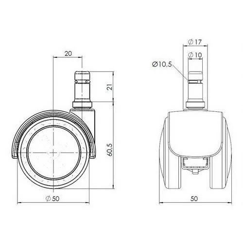 B-Ware hjh OFFICE 5x ROLO FIX 10mm/50mm Hartböden Stuhlrollen Lenkrollen Ersatzrollen