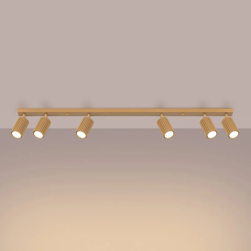 B-Ware SOLLUX LIGHTING Deckenstrahler Leuchte Lampe Gold Aluminium 117cm 6flg Karbon