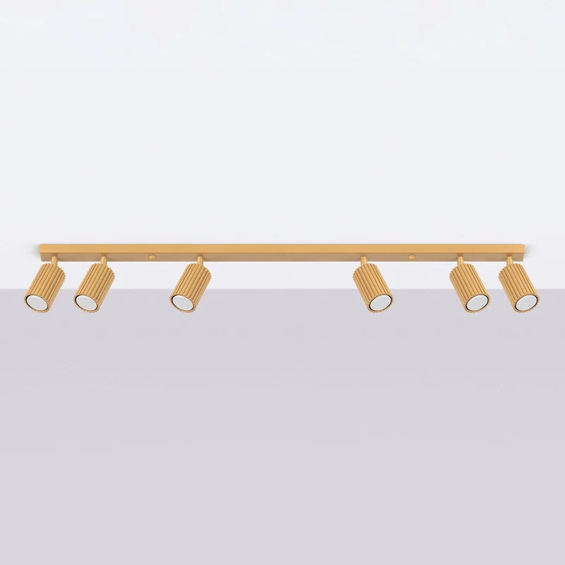 B-Ware SOLLUX LIGHTING Deckenstrahler Leuchte Lampe Gold Aluminium 117cm 6flg Karbon