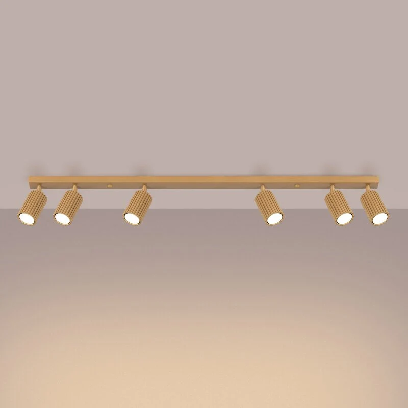 B-Ware SOLLUX LIGHTING Deckenstrahler Leuchte Lampe Gold Aluminium 117cm 6flg Karbon