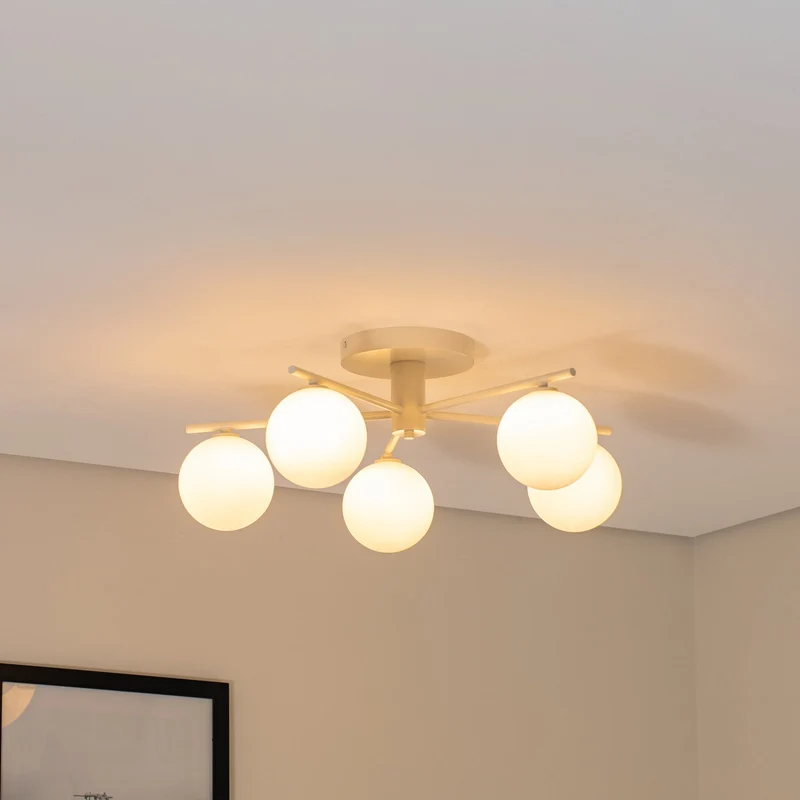 B-Ware Prato Deckenleuchte Lampe Glas sand 5 flammig Wohnzimmer Esszimmer Beleucht359