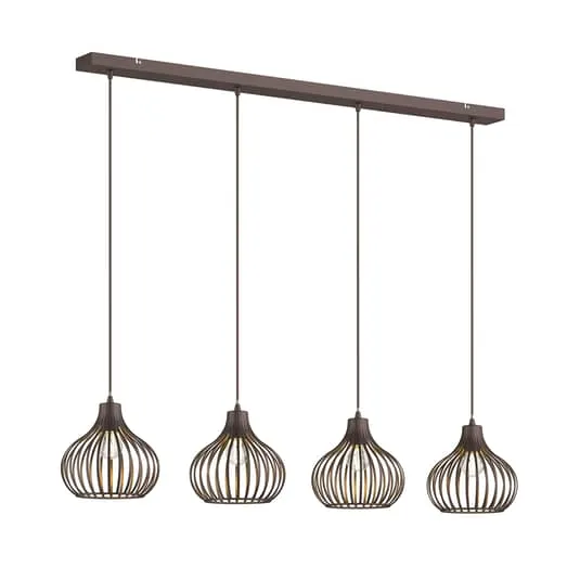 B-Ware Lindby Hängelampe Pendelleuchte Frances Lampe kaffeebraun 4-flammig Metall E27