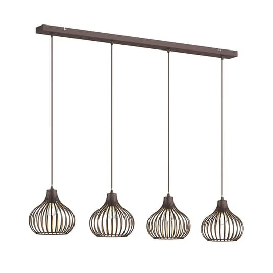 B-Ware Lindby Hängelampe Pendelleuchte Frances Lampe kaffeebraun 4-flammig Metall E27