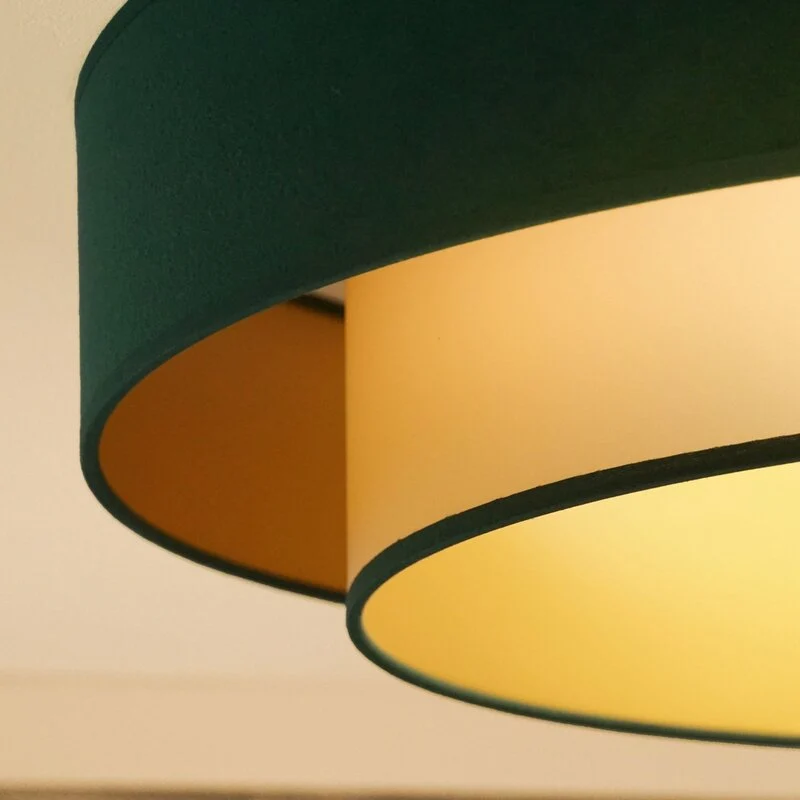 B-Ware Deckenlampe Lampe LED Luneta Fernbedienung Samt dunkelgrün gold Deckenleuchte