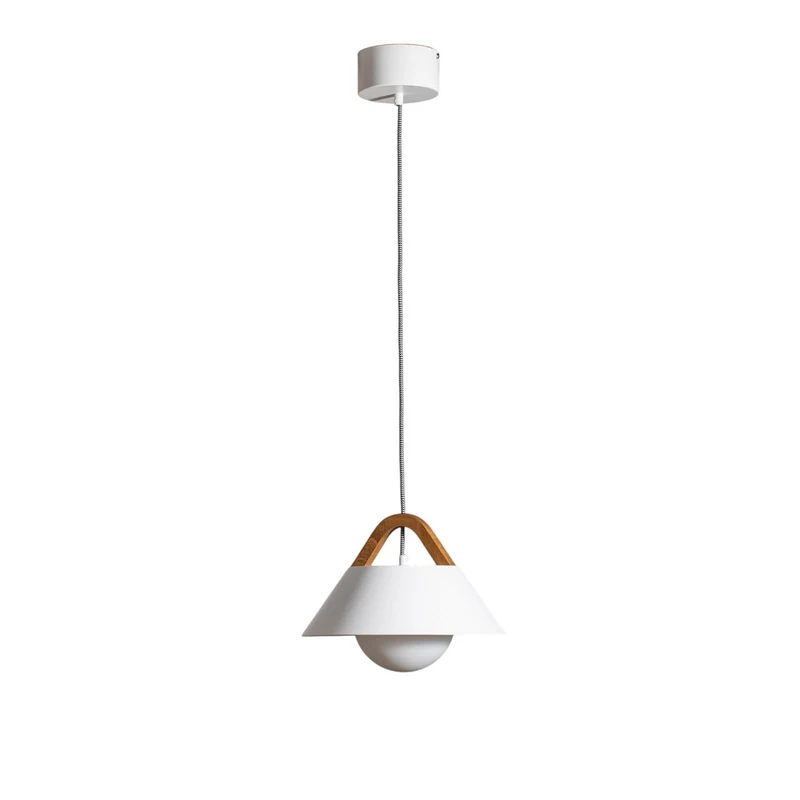 B-Ware Luminex Hängelampe Pendelleuchte Funda braun weiß Ø 30 cm Stahl Holz Glas La694