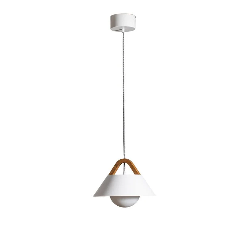 B-Ware Luminex Hängelampe Pendelleuchte Funda braun weiß Ø 30 cm Stahl Holz Glas La694