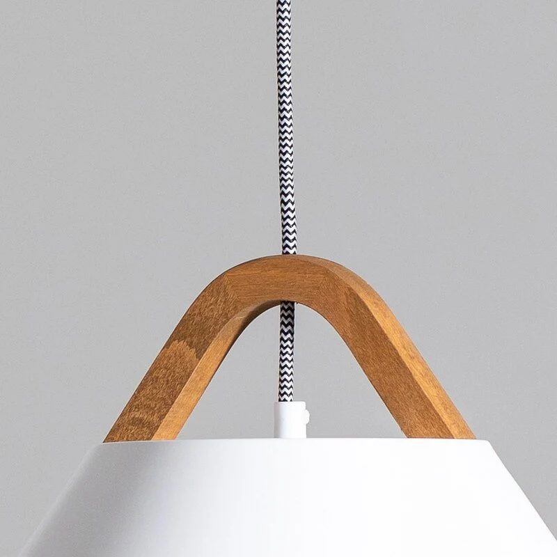 B-Ware Luminex Hängelampe Pendelleuchte Funda braun weiß Ø 30 cm Stahl Holz Glas La694