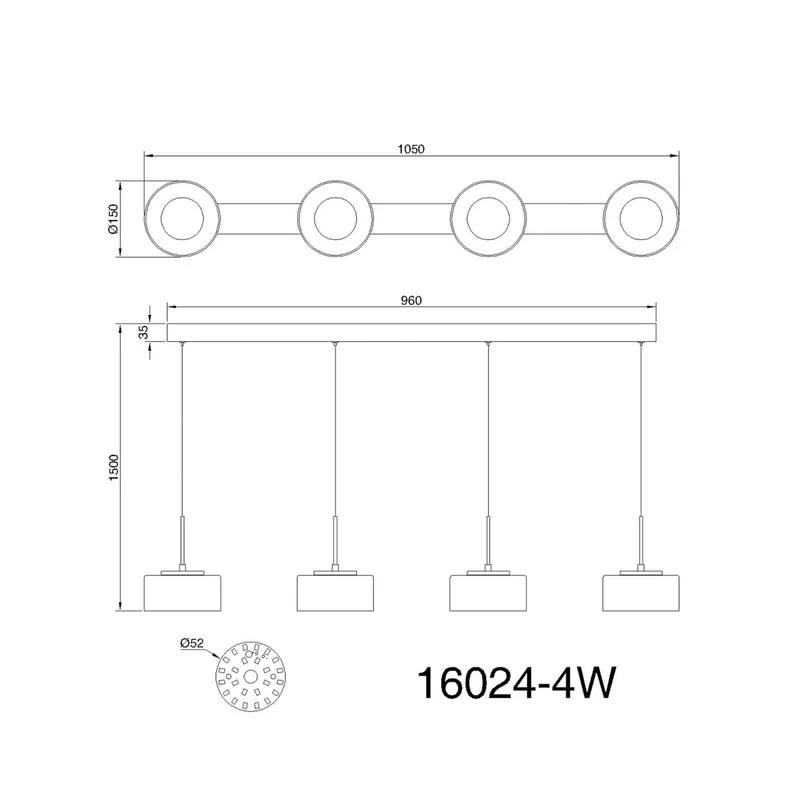 B-Ware LED Hängeleuchte Belinda Pendelleuchte Lampe Glas Länge 105 cm weiß 4 flg