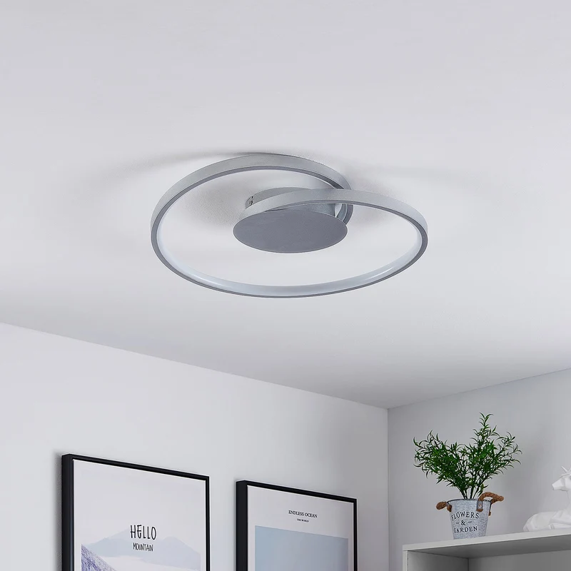B-Ware Lucande Deckenlampe Deckenleuchte LED silber dimmbar warmweiß Wohnzimmer Beleuch