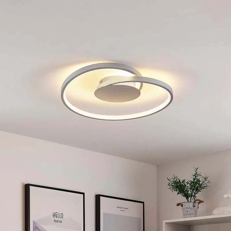 B-Ware Lucande Deckenlampe Deckenleuchte LED silber dimmbar warmweiß Wohnzimmer Beleuch