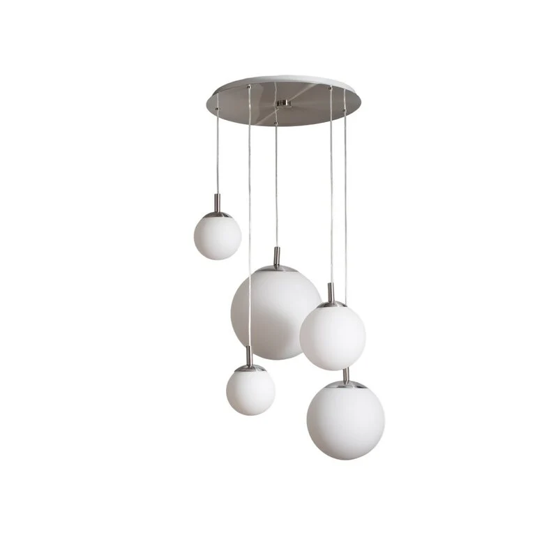 B-Ware Argon Hängeleuchte Pendellampe Maroni Glas 5-flammig chrom weiß SIEHE TEXT/FOTO