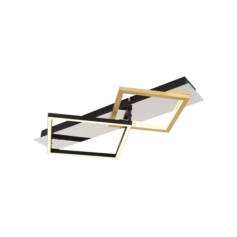 B-Ware Globo LED-Deckenleuchte Leuchte Beleuchtung Lesina 2-flg goldfarben schwarz Alu