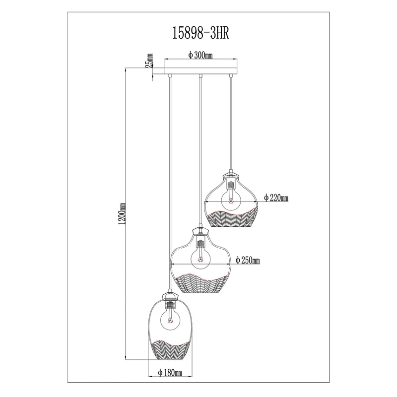 B-Ware Globo Hängelampe Jessica Leuchte Pendelleuchte Glas bunt 45 cm SIEHE TEXT/F766