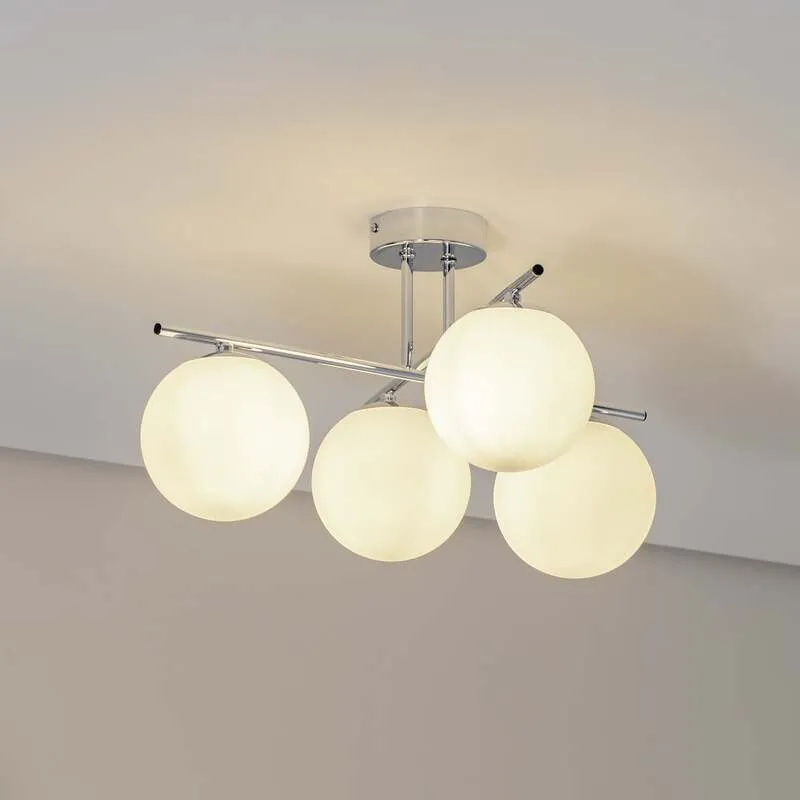 B-Ware Aurora Deckenleuchte Lampe chrom Glas E14 4-flammig Ø 50 cm weiß SIEHE TEXT/FOTO
