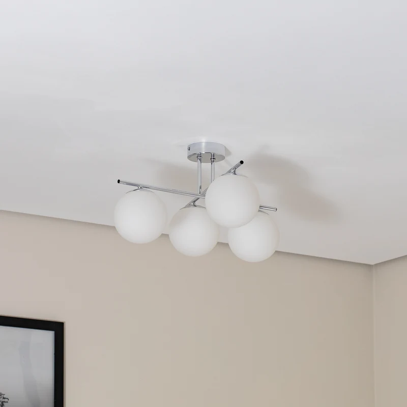 B-Ware Aurora Deckenleuchte Lampe chrom Glas E14 4-flammig Ø 50 cm weiß SIEHE TEXT/FOTO