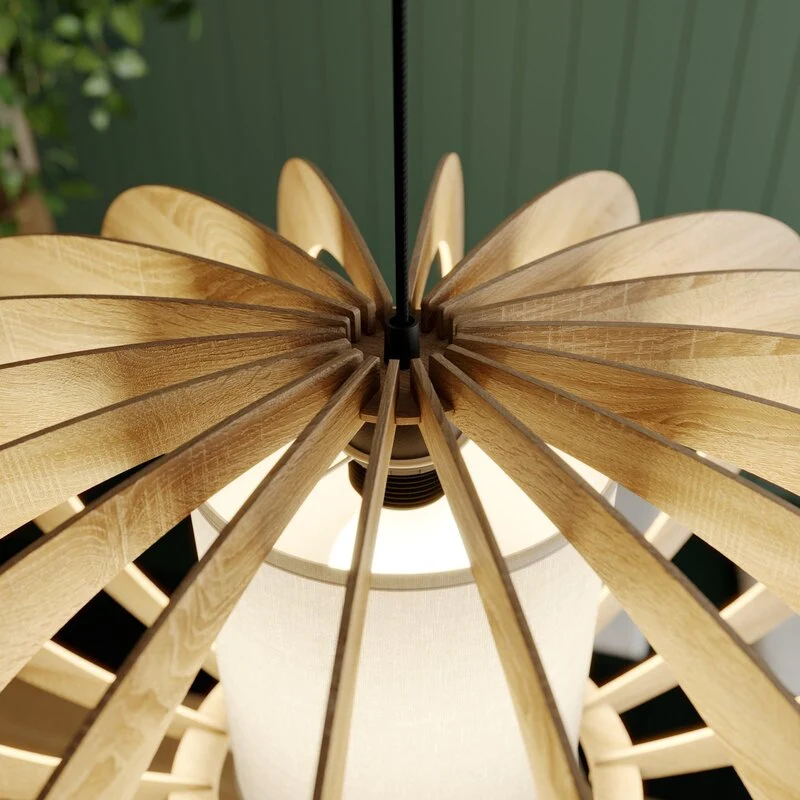 B-Ware Euluna Hängeleuchte Modern A L Pendelleuchte Deckenlampe Lampe Holz E27 Ø 60 cm