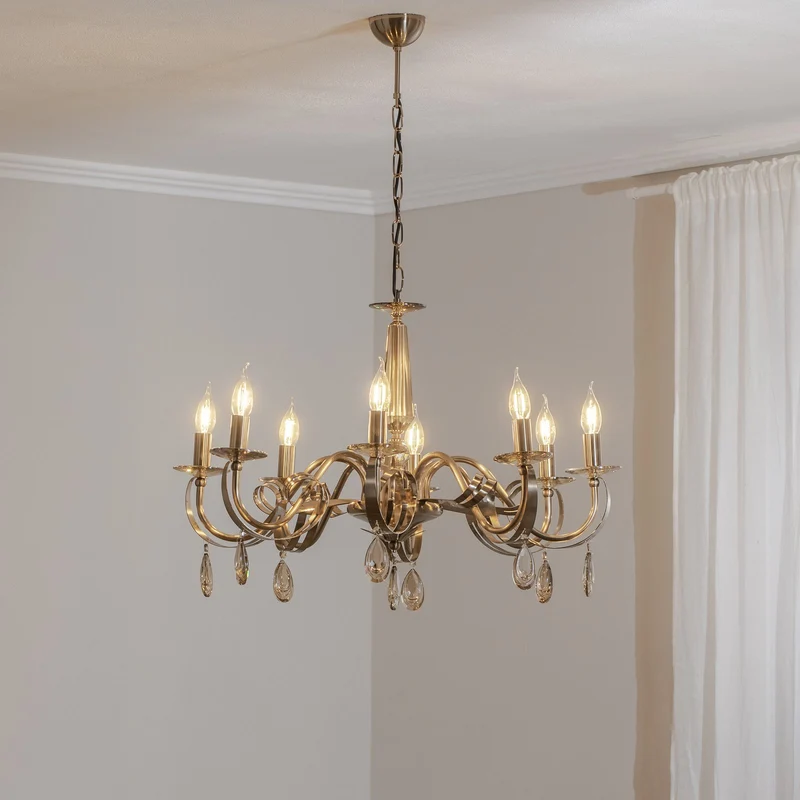 B-Ware Castro Kronleuchter Lampe messing antik 8-flammig Esszimmer Beleuchtung