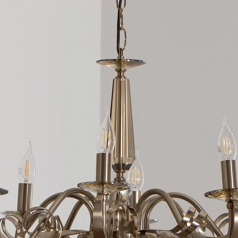 B-Ware Castro Kronleuchter Lampe messing antik 8-flammig Esszimmer Beleuchtung