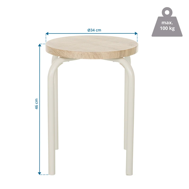 B-Ware hjh LIVING ALRANDA Metall MDF weiß eiche Stapelhocker Sitzhocker 3 STÜCK