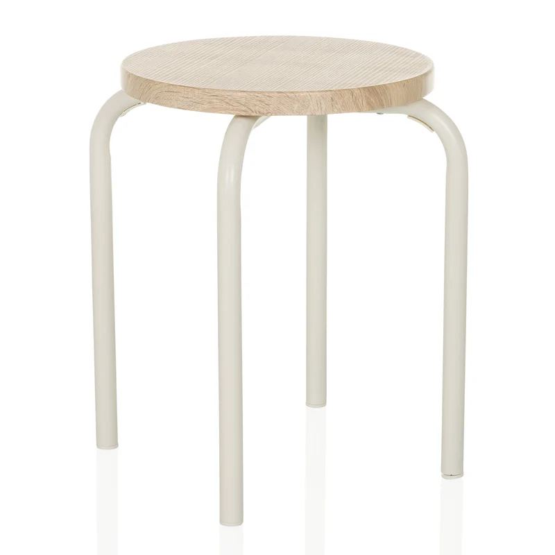 B-Ware hjh LIVING ALRANDA Metall MDF weiß eiche Stapelhocker Sitzhocker 3 STÜCK