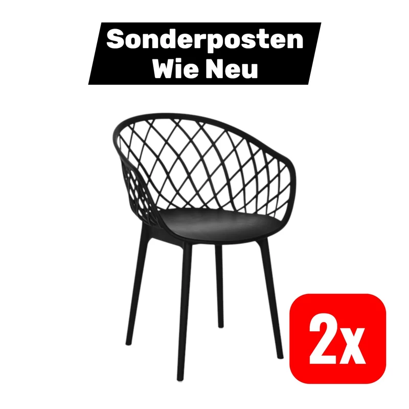 B-Ware hjh OFFICE Besucherstuhl Schalenstuhl Stuhl Kunststoff Netzrücken 2 STÜCK
