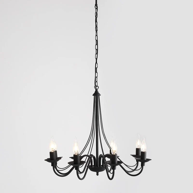 B-Ware Kronleuchter Lampe Rosa Deckenlampe schwarz Metall 8flg Hängelampe Pendelleuchte