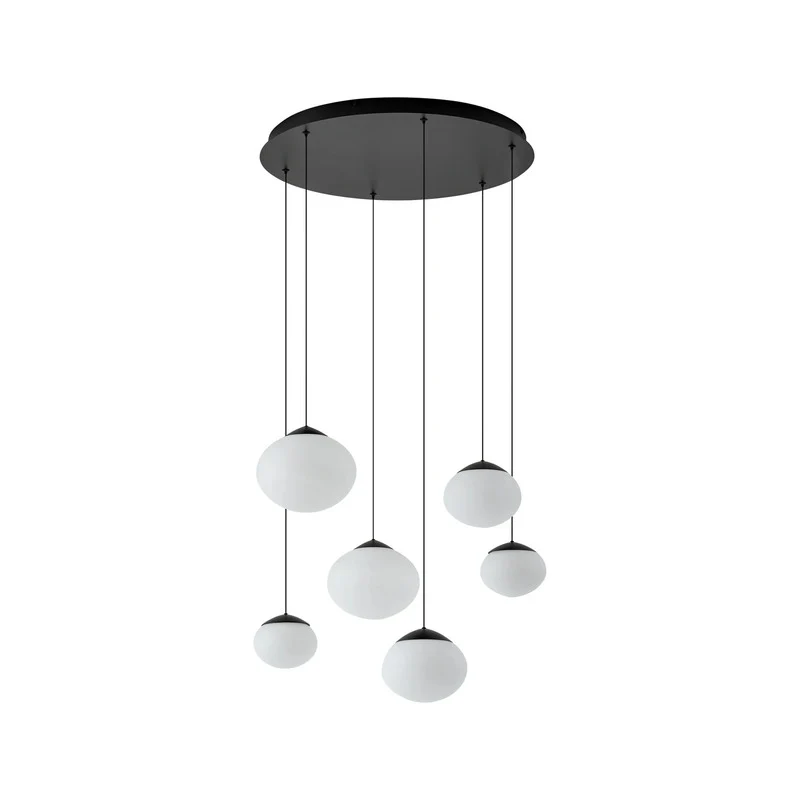 B-Ware Lucande Pendelleuchte Hängelampe LED Lampe Tivar schwarz weiß Glas 6-flammig