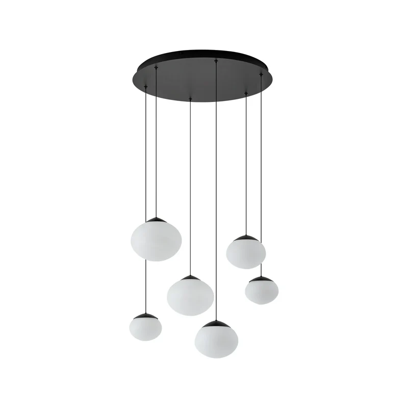 B-Ware Lucande Pendelleuchte Hängelampe LED Lampe Tivar schwarz weiß Glas 6-flammig