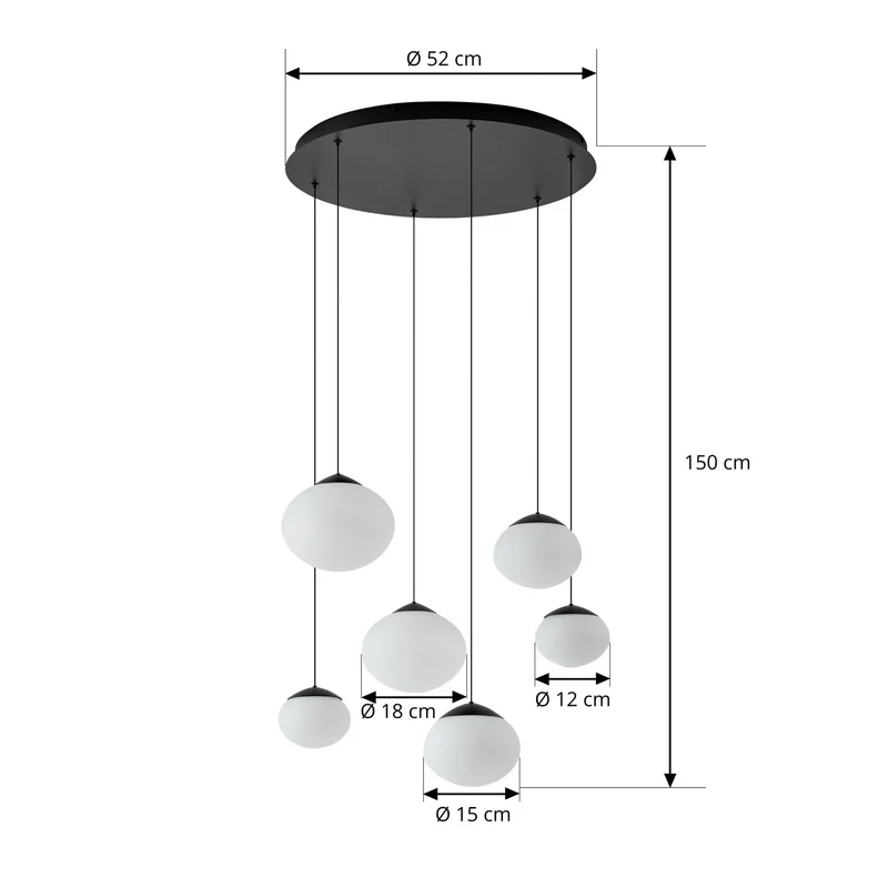 B-Ware Lucande Pendelleuchte Hängelampe LED Lampe Tivar schwarz weiß Glas 6-flammig